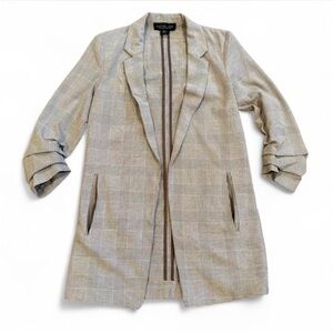 Rachel Zoe Tan Blazer with Textured Fabric and Open Front